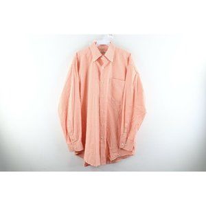 Peter Millar Mens Medium Gingham Plaid Long Sleeve Button Dress Shirt Orange
